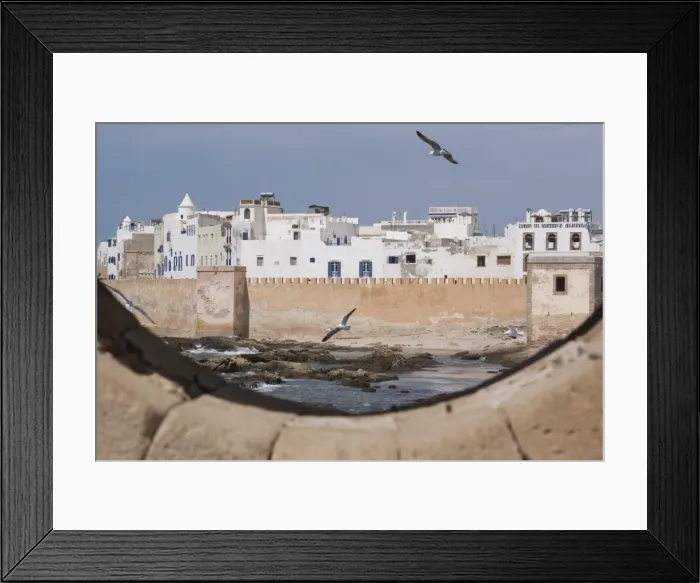Framed Print : Ramparts of town and seagulls Framed Print : Ramparts of town and seagulls