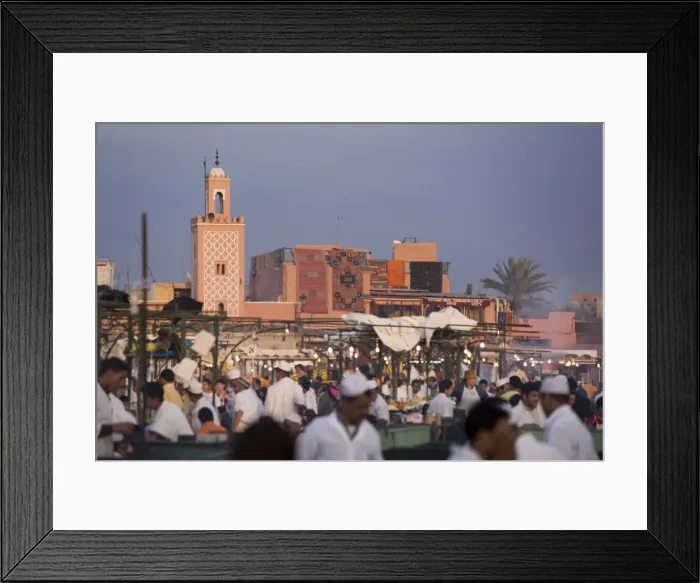 Framed Print : Open air restaurants on Place Jemaa el-Fna in the evening Framed Print : Open air restaurants on Place Jemaa el-Fna in the evening