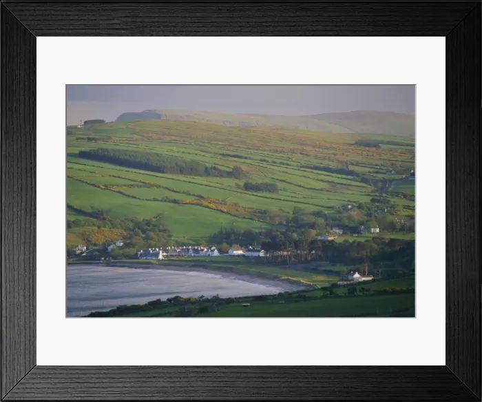 Framed Print : Coast, hills and Cushendun Framed Print : Coast, hills and Cushendun