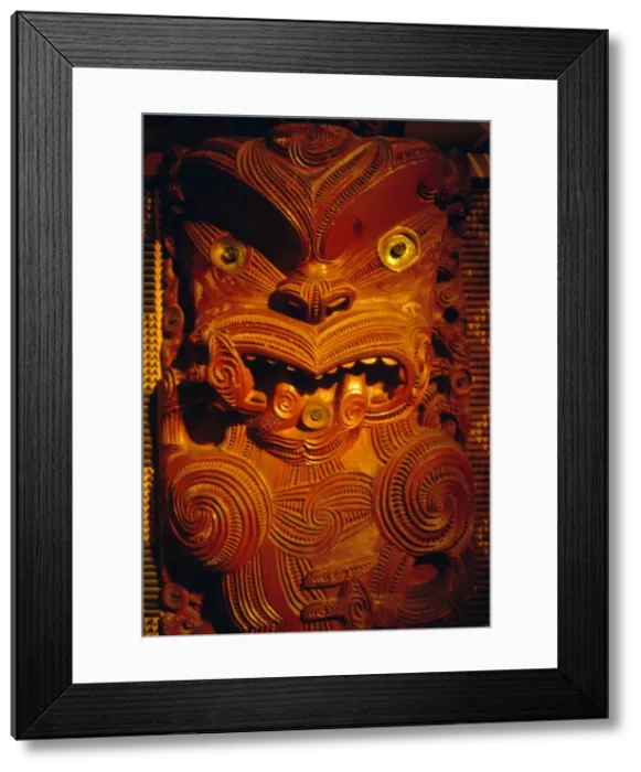 Framed Print : Maori carving on meeting house Framed Print : Maori carving on meeting house