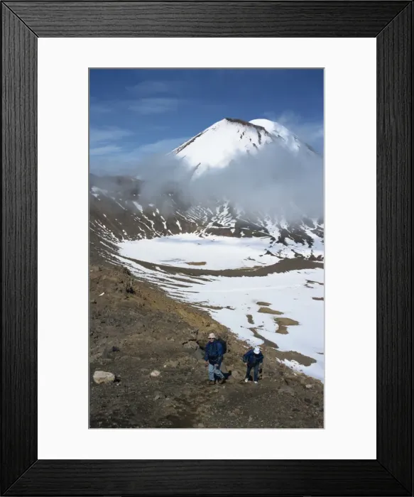 Framed Print : Late winter hikers on Tongariro crossing Framed Print : Late winter hikers on Tongariro crossing