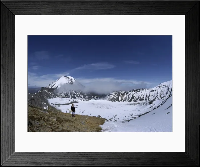 Framed Print : Late winter hiker on Tongariro Crossing Framed Print : Late winter hiker on Tongariro Crossing