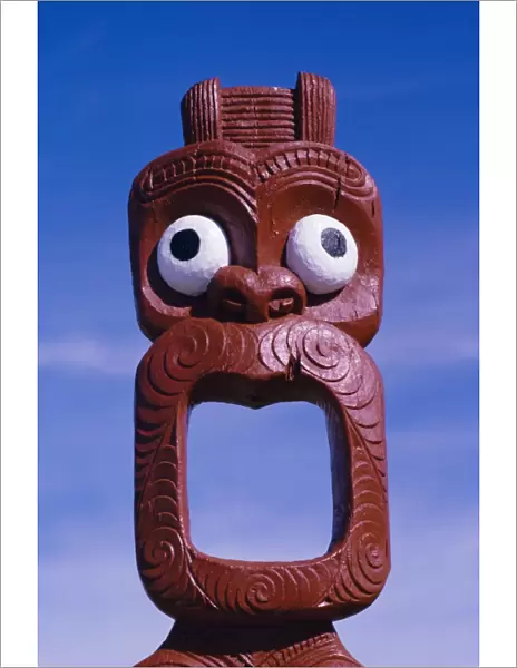 Close-up of Maori statue