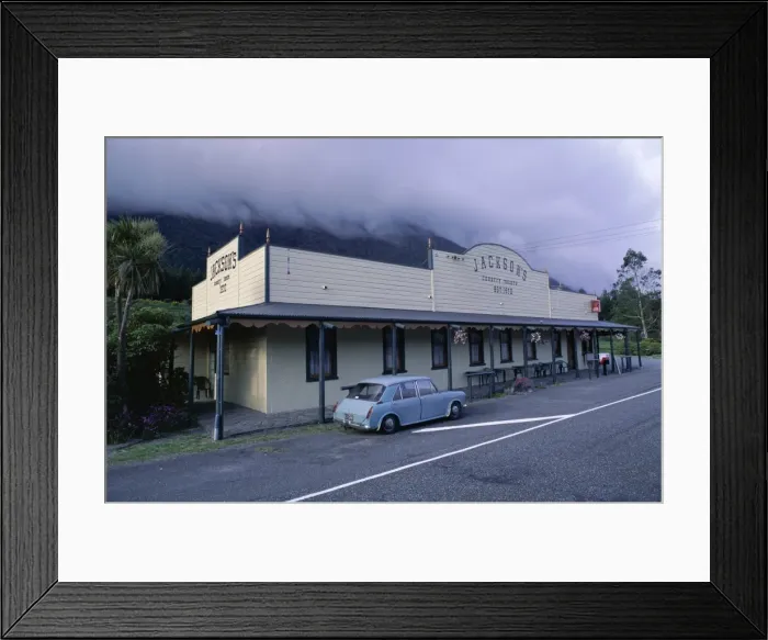 Framed Print : Jacksons backcountry bar and Austin car Framed Print : Jacksons backcountry bar and Austin car