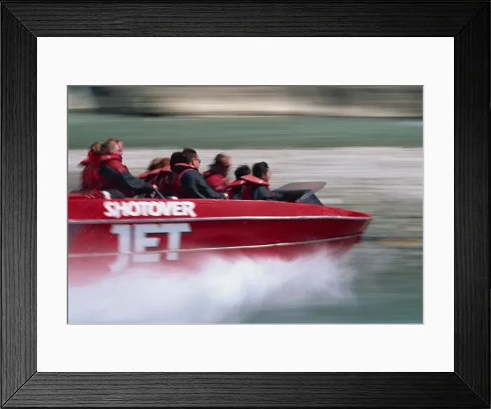 Framed Print : Tourists jetboating on Shotover Jet Framed Print : Tourists jetboating on Shotover Jet