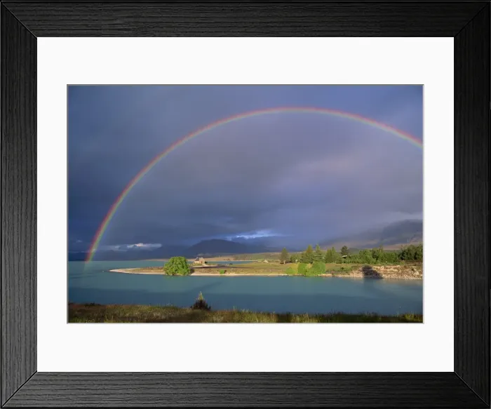 Framed Print : Rainbow over Lake Tekapo Framed Print : Rainbow over Lake Tekapo