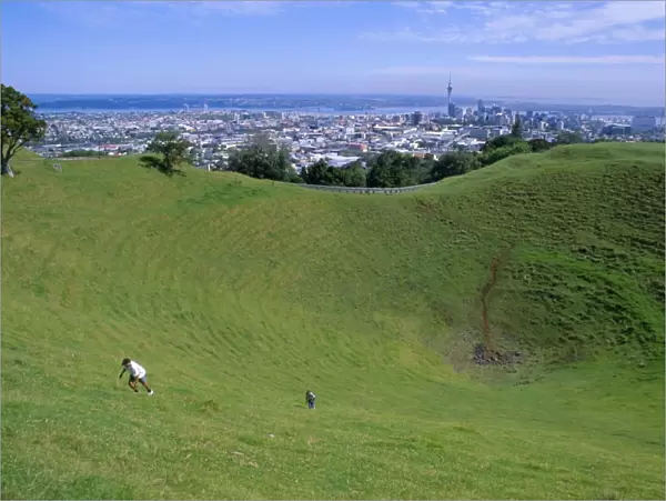 Crater of Mount Eden with city beyond