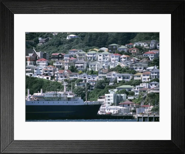 Framed Print : Harbour and houses Framed Print : Harbour and houses