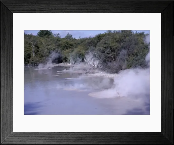 Framed Print : Steam and bubbling mud pools in thermal area Framed Print : Steam and bubbling mud pools in thermal area
