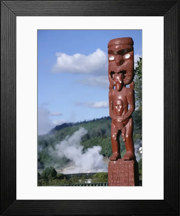 Framed Print : Traditional Maori wooden carving Framed Print : Traditional Maori wooden carving