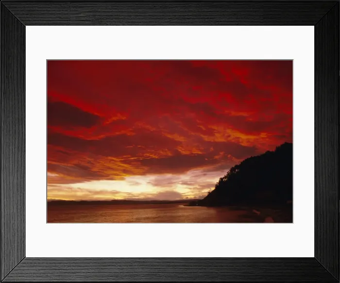 Framed Print : Red sky, sunset over the bay Framed Print : Red sky, sunset over the bay
