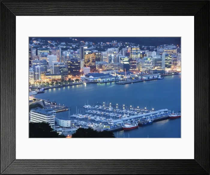 Framed Print : Panoramic city centre view at night overlooking Oriental Framed Print : Panoramic city centre view at night overlooking Oriental