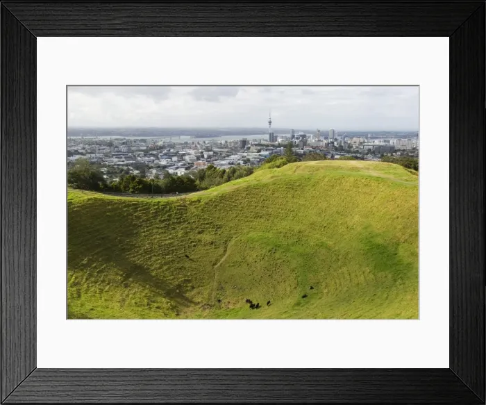 Framed Print : Panoramic city view from Mount Eden Volcanic Crater Framed Print : Panoramic city view from Mount Eden Volcanic Crater