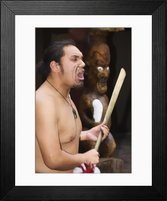Framed Print : A Maori welcoming ceremony performed at a Cultural Framed Print : A Maori welcoming ceremony performed at a Cultural