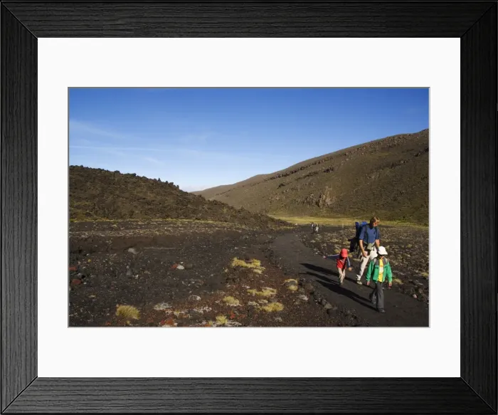 Framed Print : A family walking the Tongariro Crossing Framed Print : A family walking the Tongariro Crossing