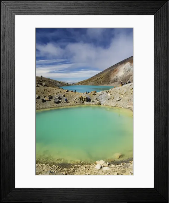 Framed Print : Hikers near Emerald Lakes on the Tongariro Crossing Framed Print : Hikers near Emerald Lakes on the Tongariro Crossing