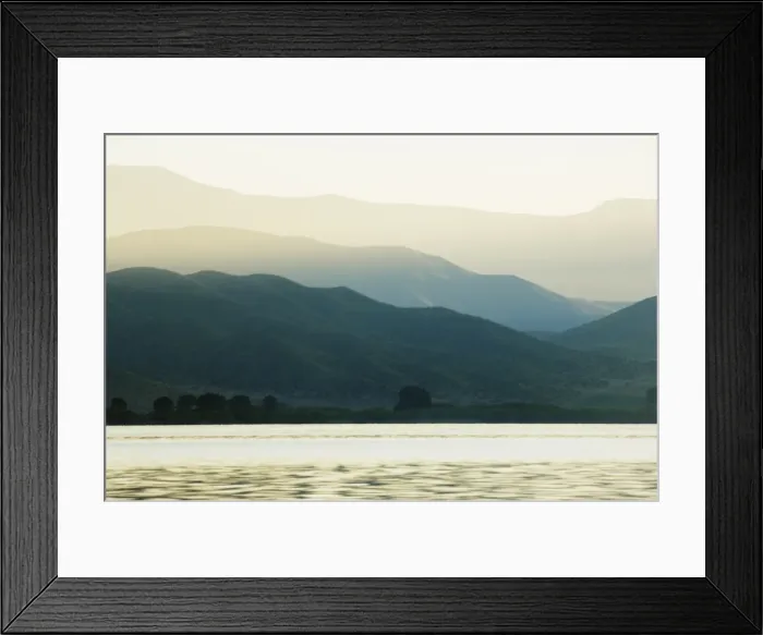 Framed Print : Misty hills on Lake Benmore Framed Print : Misty hills on Lake Benmore