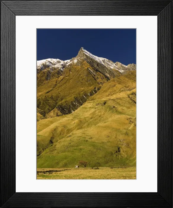 Framed Print : Sharks Tooth Peak and Raspberry Hut Framed Print : Sharks Tooth Peak and Raspberry Hut