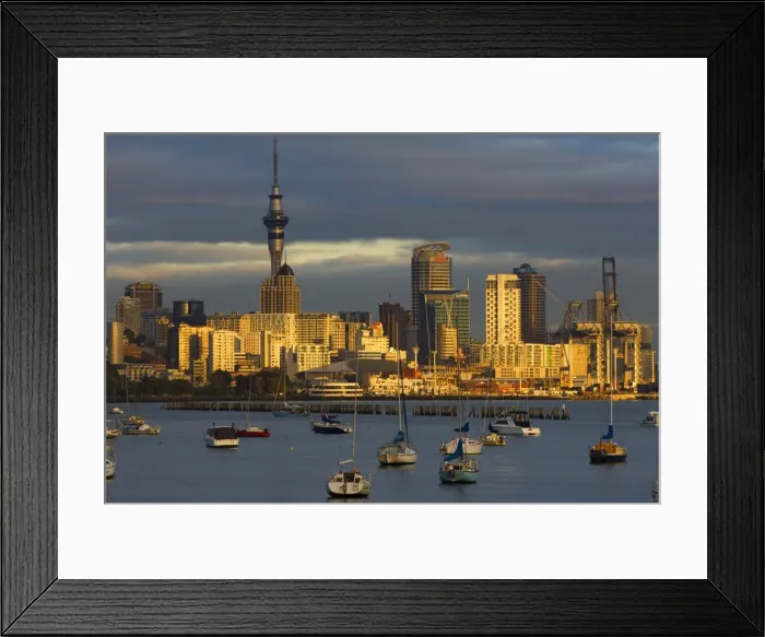 Framed Print : Okahu Bay boat harbour and skyline Framed Print : Okahu Bay boat harbour and skyline