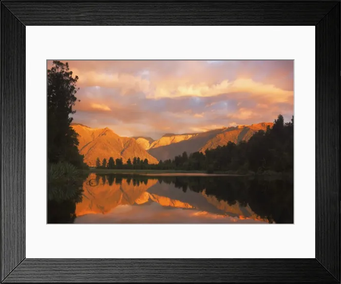 Framed Print : Sunset, Lake Matheson and Southern Alps Framed Print : Sunset, Lake Matheson and Southern Alps