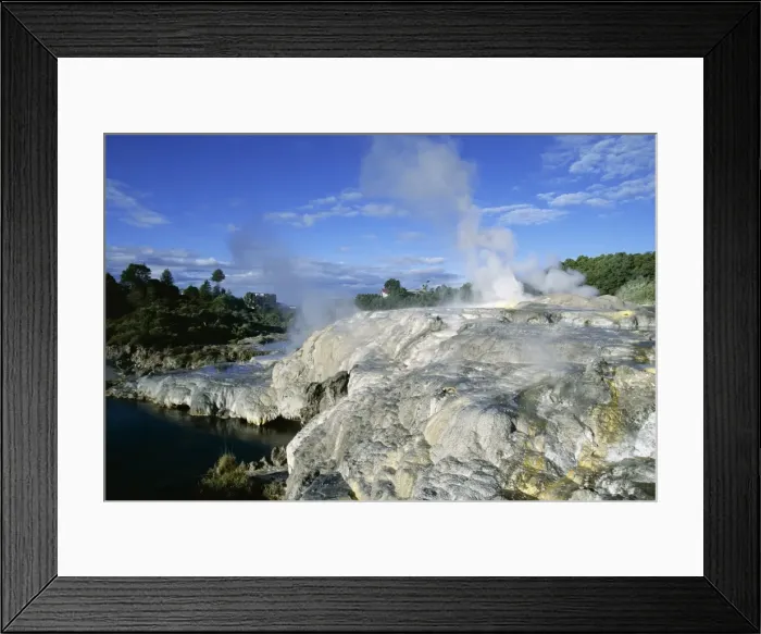 Framed Print : Mineral terraces around geysers Framed Print : Mineral terraces around geysers