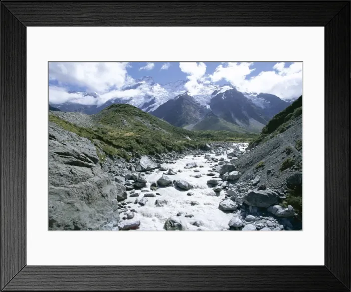 Framed Print : The Hooker River flowing from the Hooker Glacier Framed Print : The Hooker River flowing from the Hooker Glacier