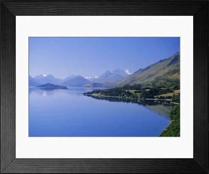 Framed Print : Looking towards the northern tip of Lake Wakatipu at Glenorchy and Mt