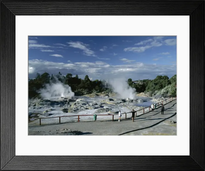 Framed Print : Erupting geysers and mineral terraces Framed Print : Erupting geysers and mineral terraces