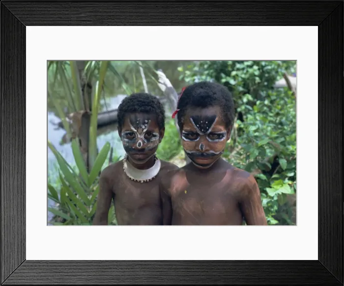Framed Print : Portrait of two children with facial decoration Framed Print : Portrait of two children with facial decoration