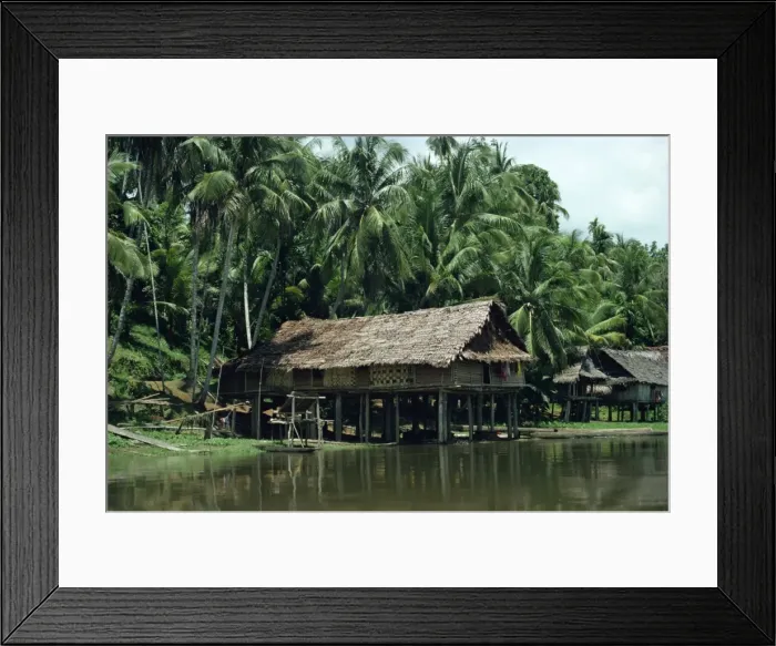 Framed Print : Hut on stilts beside the Kari Wari River Framed Print : Hut on stilts beside the Kari Wari River