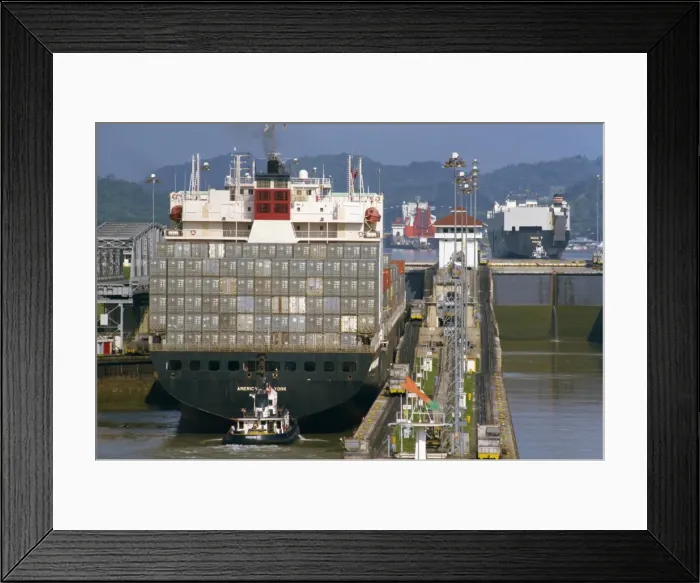 Framed Print : Container ship passing through the Miraflores Locks Framed Print : Container ship passing through the Miraflores Locks