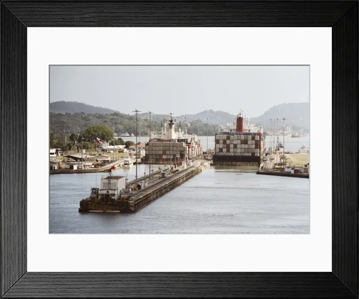 Framed Print : Ships passing through locks Framed Print : Ships passing through locks