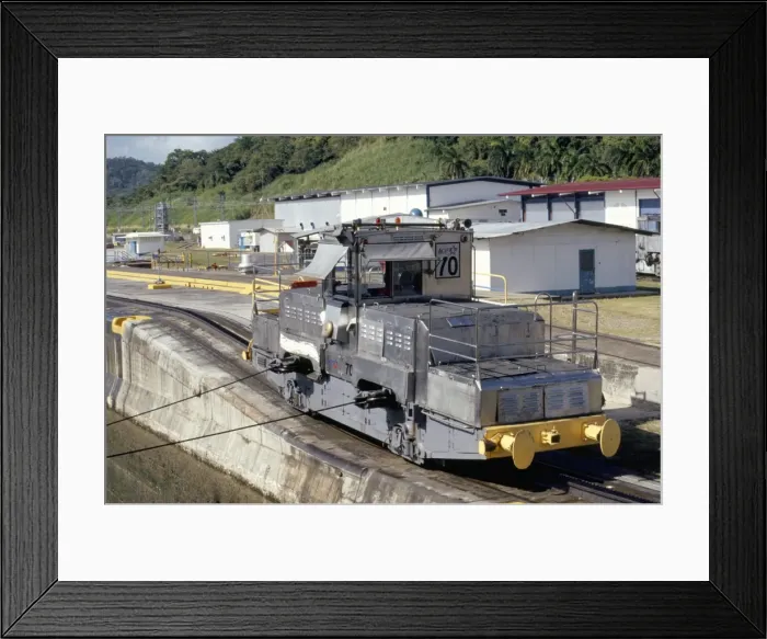 Framed Print : Locomotives used to pull ships through the locks Framed Print : Locomotives used to pull ships through the locks