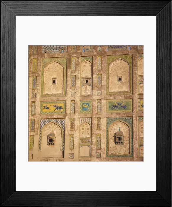 Framed Print : Close-up of decorative tiles on a brick building in Lahore Framed Print : Close-up of decorative tiles on a brick building in Lahore