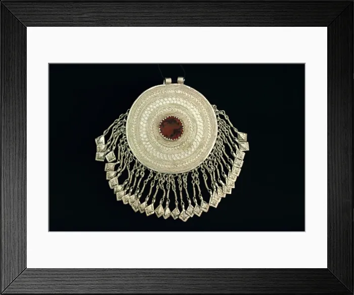 Framed Print : Silver pendant worn by women of old tribes in Sind Framed Print : Silver pendant worn by women of old tribes in Sind