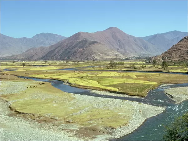 Landscape of the Swat River valley in Pakistan