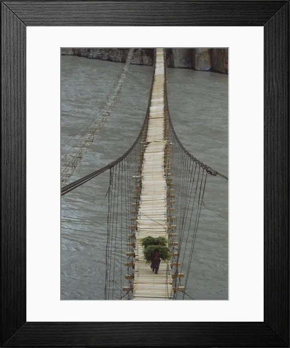 Framed Print : Old and new bridges across the Hunza River in Hunza Framed Print : Old and new bridges across the Hunza River in Hunza