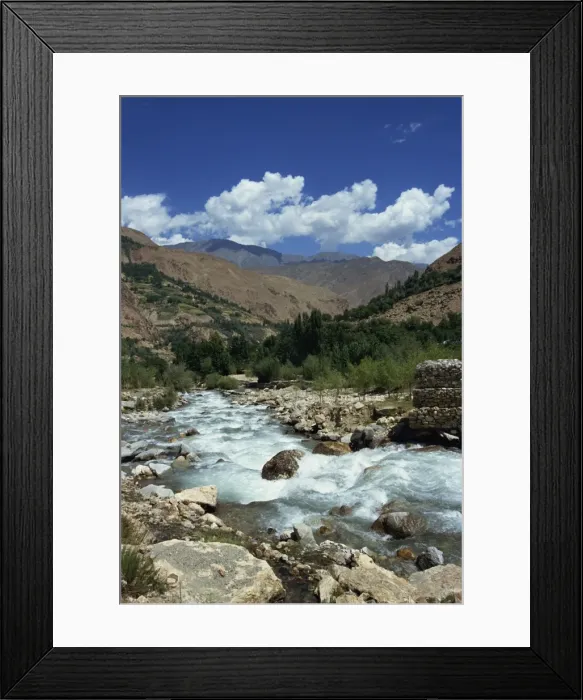 Framed Print : River and mountains in the Kalash region near Bumburet Framed Print : River and mountains in the Kalash region near Bumburet