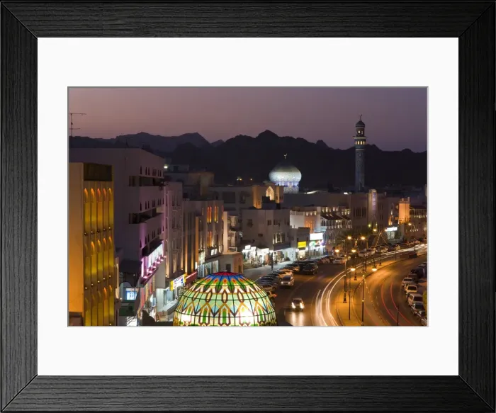 Framed Print : Elevated dusk view along the Corniche Framed Print : Elevated dusk view along the Corniche