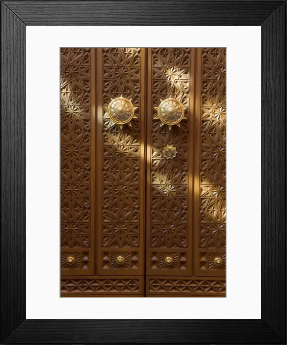 Framed Print : Detail of door inside the Sultan Qaboos Hall Framed Print : Detail of door inside the Sultan Qaboos Hall