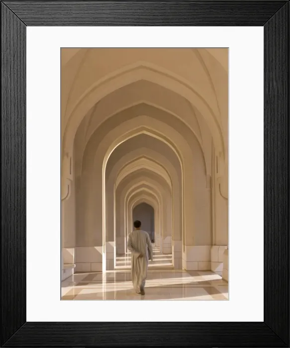 Framed Print : Man walking along a passageway in the Sultans Palace Framed Print : Man walking along a passageway in the Sultans Palace