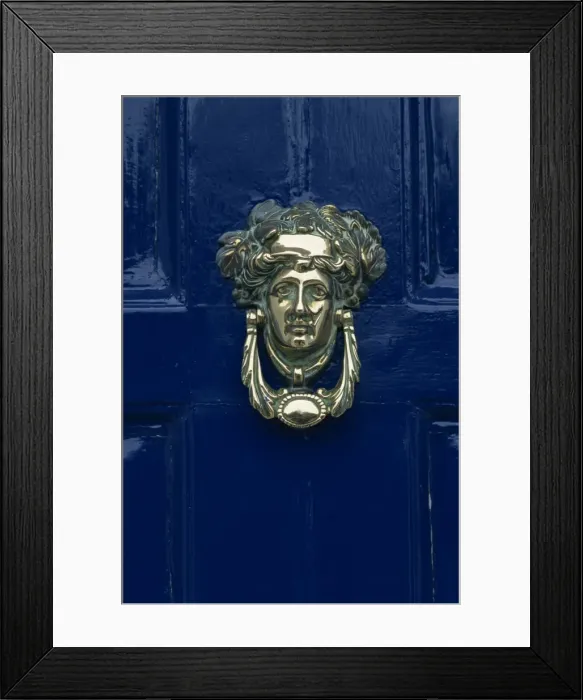 Framed Print : Blue painted door and knocker in the centre of the city of Dublin Framed Print : Blue painted door and knocker in the centre of the city of Dublin