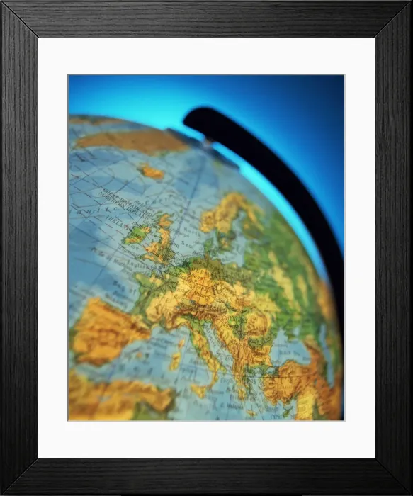 Framed Print : Close-up of the continent of Europe on a Framed Print : Close-up of the continent of Europe on a