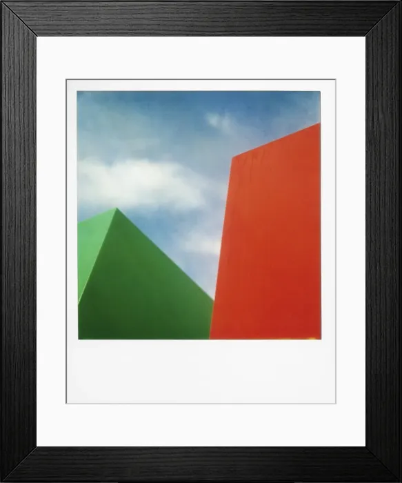 Framed Print : Red and green shapes against sky Framed Print : Red and green shapes against sky
