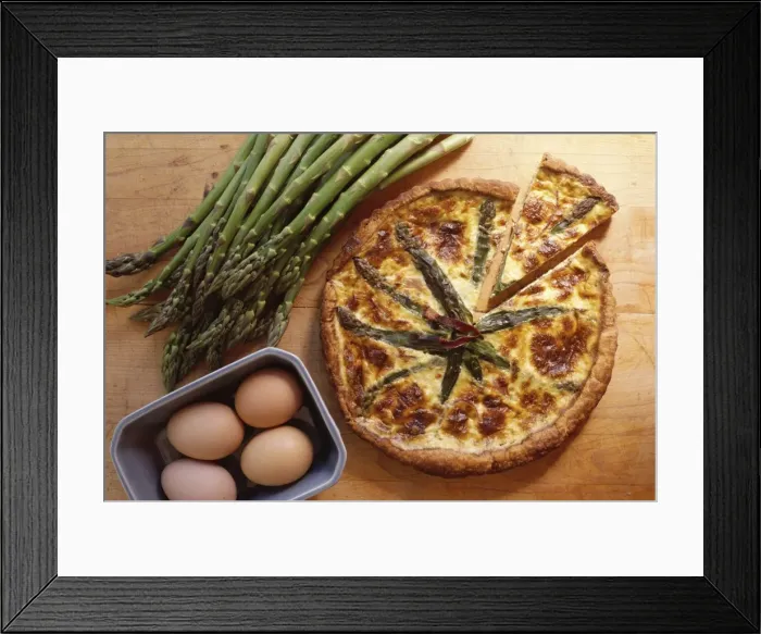 Framed Print : Overhead shot of asparagus quiche Framed Print : Overhead shot of asparagus quiche