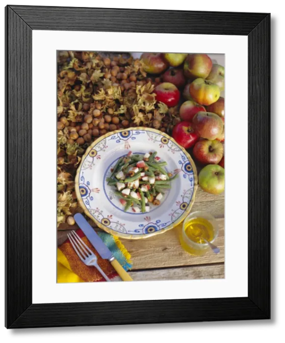 Framed Print : French bean and apple salad with toasted Framed Print : French bean and apple salad with toasted