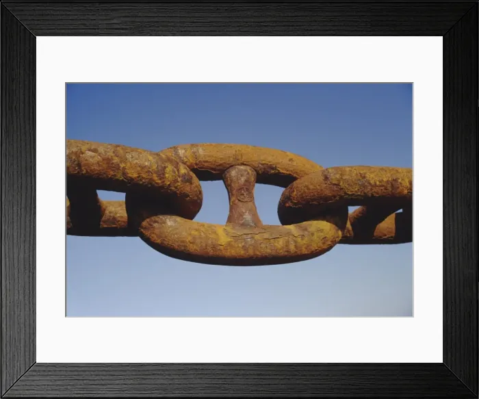 Framed Print : Close-up of a rusty anchor chain of a container Framed Print : Close-up of a rusty anchor chain of a container