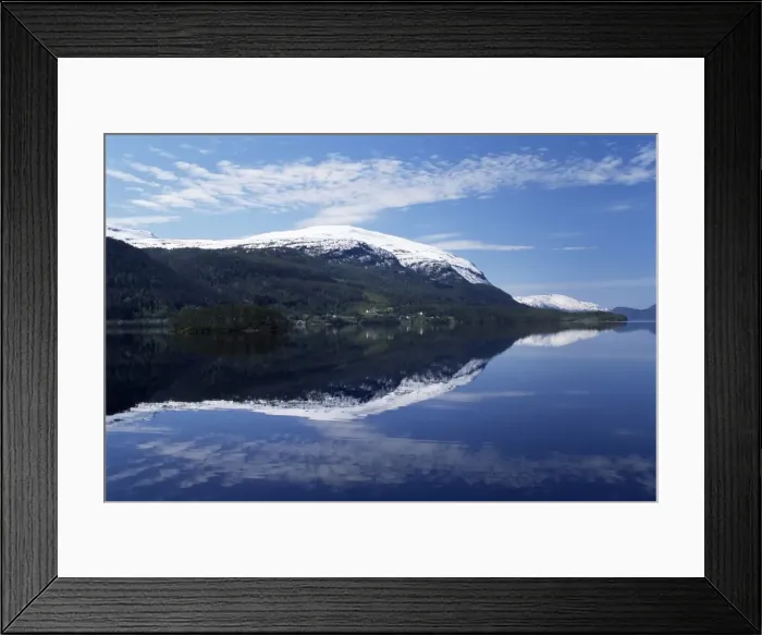 Framed Print : Fjord and houses Framed Print : Fjord and houses