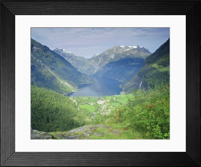 Framed Print : Elevated view from Flydalsjuvet of the Geiranger Fjord Framed Print : Elevated view from Flydalsjuvet of the Geiranger Fjord