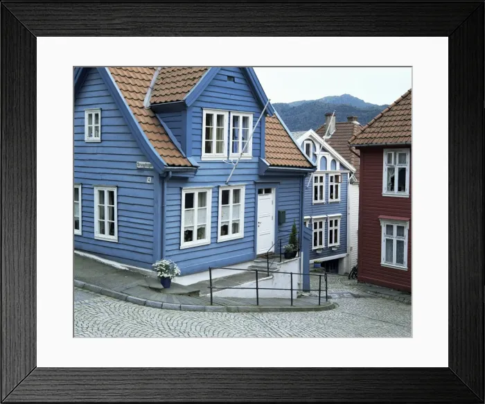 Framed Print : Wooden houses in central Bergen Framed Print : Wooden houses in central Bergen